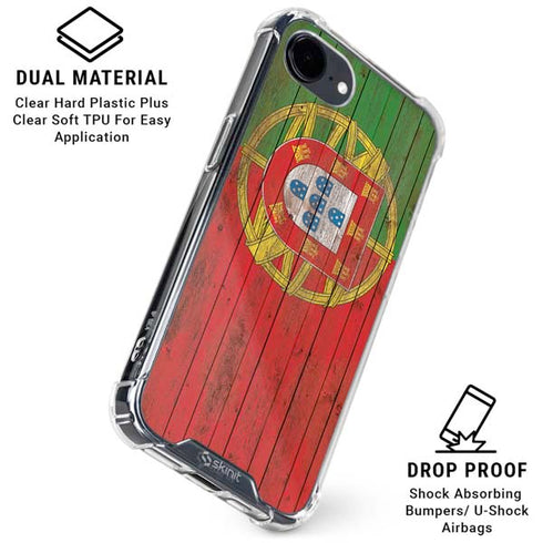 Portuguese Flag Dark Wood iPhone 16e Clear Case