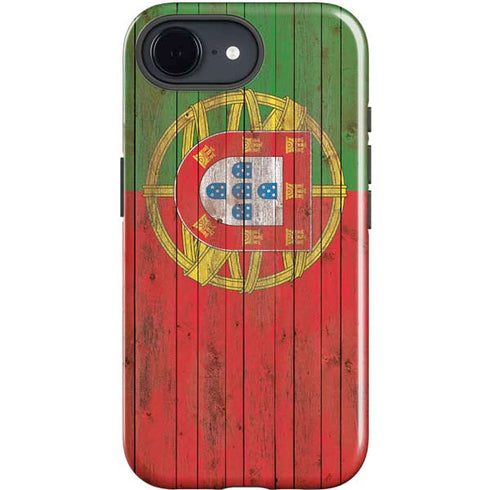 Portuguese Flag Dark Wood iPhone 16e Impact Case