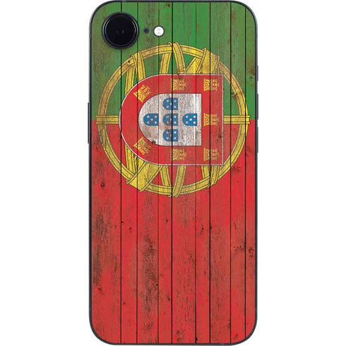 Portuguese Flag Dark Wood iPhone 16e Skin