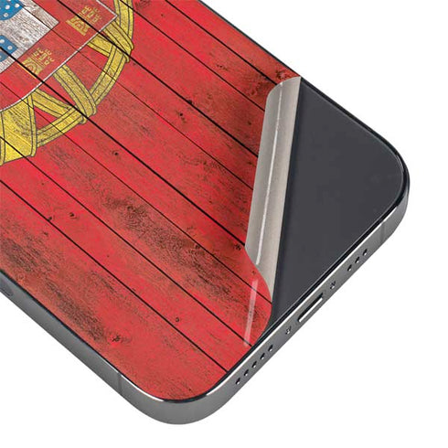 Portuguese Flag Dark Wood iPhone 16e Skin