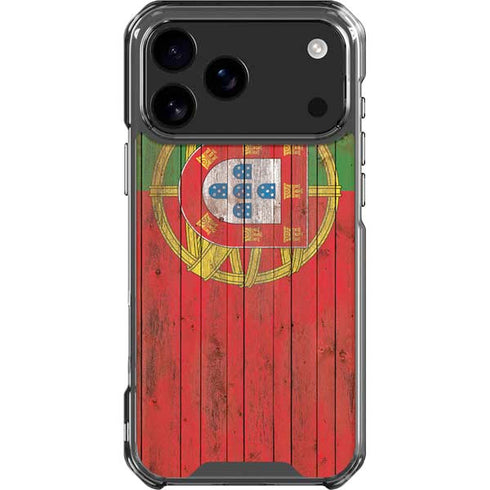 Portuguese Flag Dark Wood iPhone 18 Pro Max Clear Case