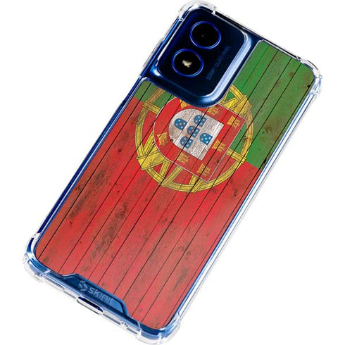 Portuguese Flag Dark Wood Moto G 5G (2024) Clear Case
