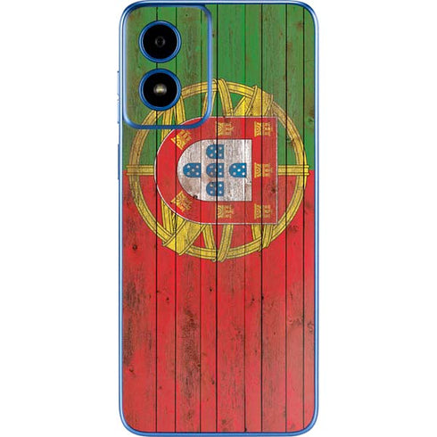 Portuguese Flag Dark Wood Moto G Play 4G (2024) Skin