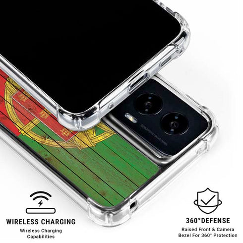 Portuguese Flag Dark Wood Moto G Power 5G (2024) Clear Case