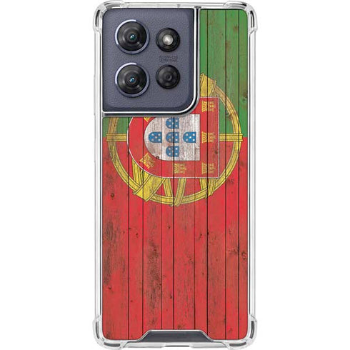 Portuguese Flag Dark Wood Moto G Power 5G (2025) Clear Case