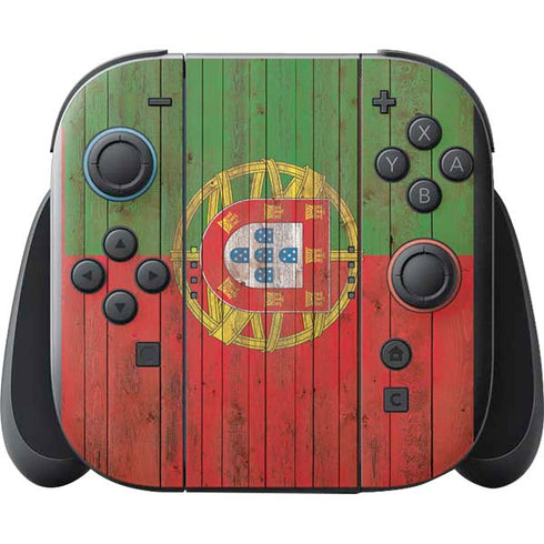 Portuguese Flag Dark Wood Nintendo Switch 2 (2025) with Joy-Con Skin