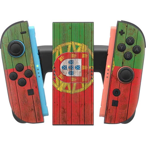 Portuguese Flag Dark Wood Nintendo Switch 2 (2025) Joy-Con Controller Skin