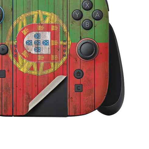 Portuguese Flag Dark Wood Nintendo Switch 2 (2025) Joy-Con Controller Skin