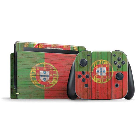 Portuguese Flag Dark Wood Nintendo Skins