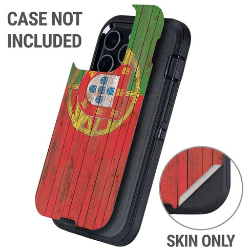 Portuguese Flag Dark Wood Otterbox Defender iPhone Skin