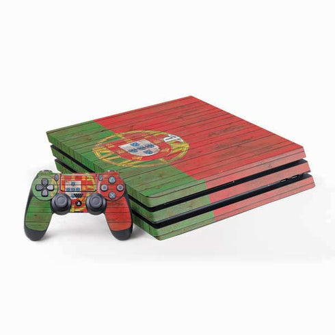 Portuguese Flag Dark Wood PlayStation PS4 Skins