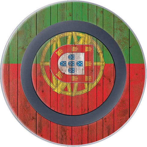 Portuguese Flag Dark Wood Wireless Charger Skin