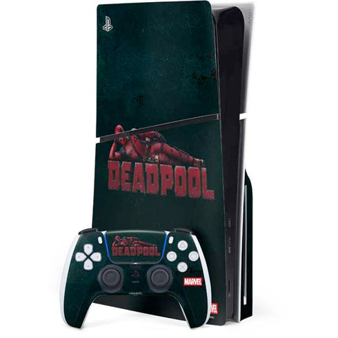 Marvel Deadpool Legacy Posing Deadpool PS5 Slim Disk Bundle Skin
