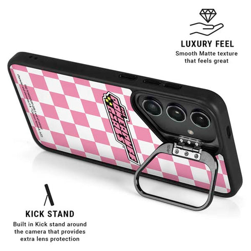 Cartoon Network Powerpuff Girls Checkered Galaxy S25 Kickstand Case