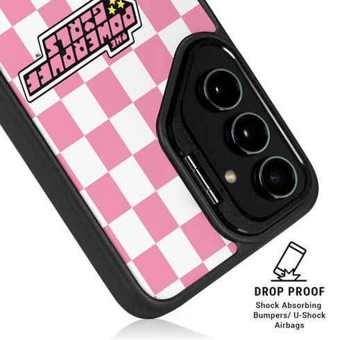 Cartoon Network Powerpuff Girls Checkered Galaxy S25 Kickstand Case