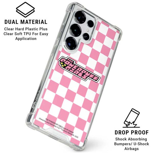 Cartoon Network Powerpuff Girls Checkered Galaxy S25 Ultra Clear Case