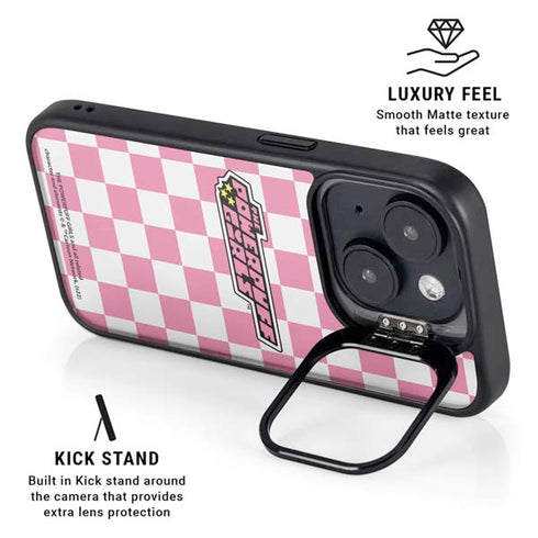 Cartoon Network Powerpuff Girls Checkered iPhone 14 Plus Kickstand Case