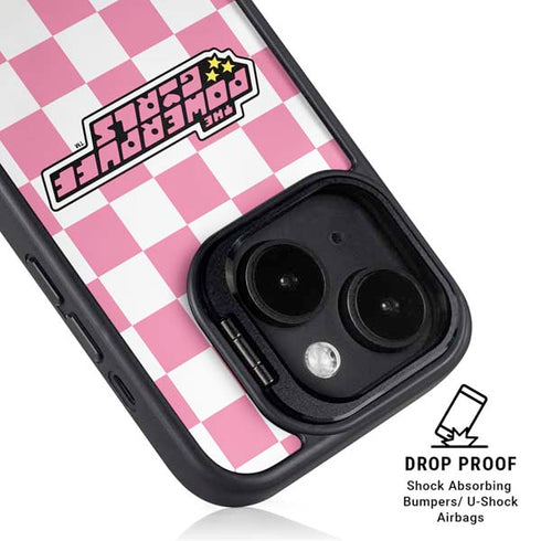 Cartoon Network Powerpuff Girls Checkered iPhone 14 Plus Kickstand Case