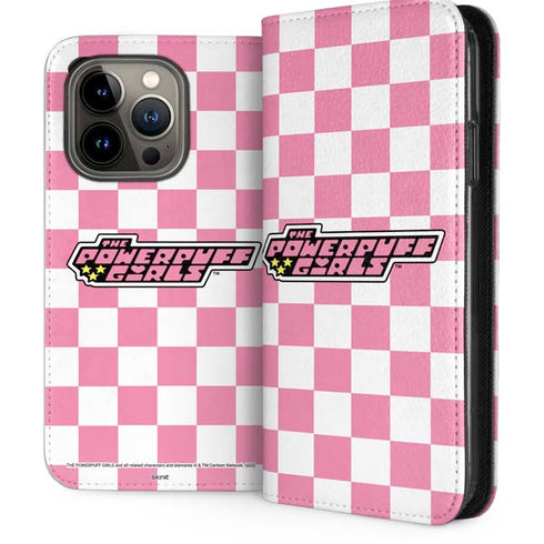 Cartoon Network Powerpuff Girls Checkered iPhone 14 Pro Folio Case