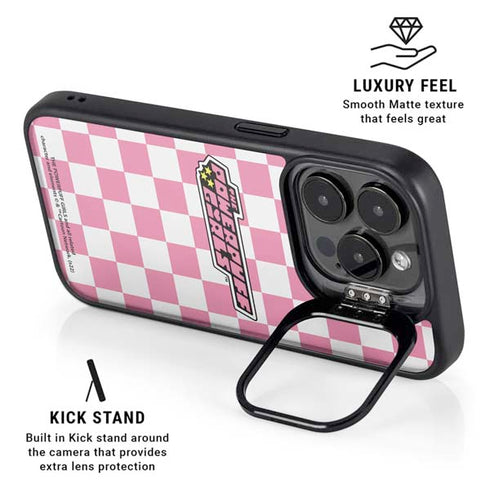 Cartoon Network Powerpuff Girls Checkered iPhone 14 Pro Kickstand Case