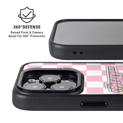 Cartoon Network Powerpuff Girls Checkered iPhone 14 Pro Max Kickstand Case