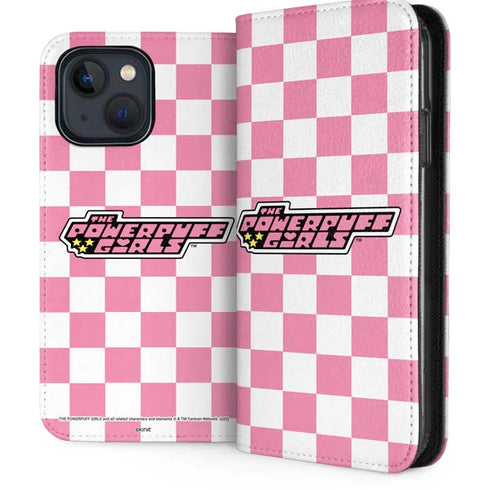Cartoon Network Powerpuff Girls Checkered iPhone 15 Plus Folio Case