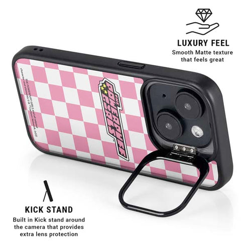 Cartoon Network Powerpuff Girls Checkered iPhone 15 Plus Kickstand Case