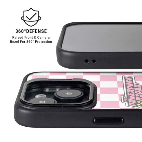 Cartoon Network Powerpuff Girls Checkered iPhone 15 Plus Kickstand Case