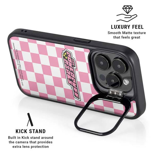Cartoon Network Powerpuff Girls Checkered iPhone 15 Pro Kickstand Case
