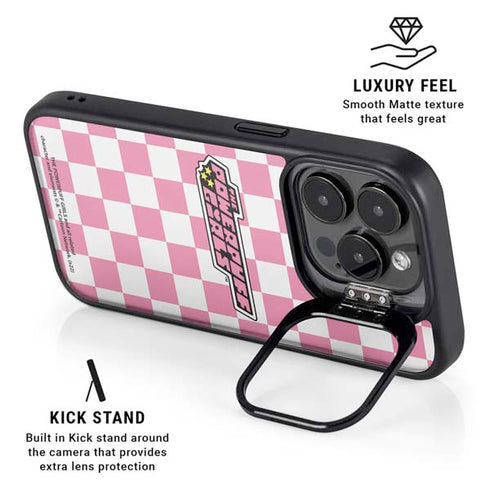Cartoon Network Powerpuff Girls Checkered iPhone 15 Pro Max Kickstand Case