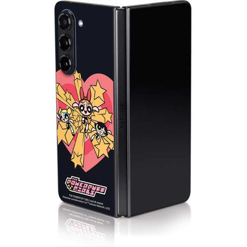 Cartoon Network Powerpuff Girls Gold Stars Galaxy Z Fold5 5G Skin