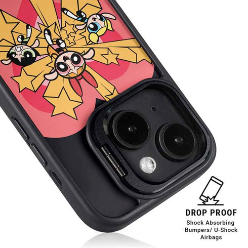 Cartoon Network Powerpuff Girls Gold Stars iPhone 15 Plus Kickstand Case