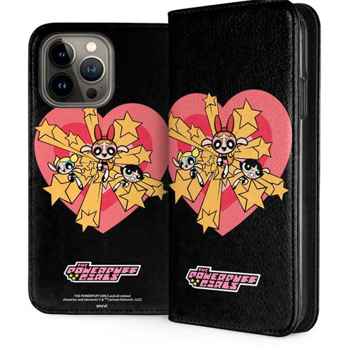 Cartoon Network Powerpuff Girls Gold Stars iPhone 15 Pro Max Folio Case
