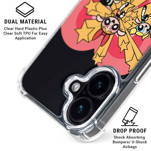 Cartoon Network Powerpuff Girls Gold Stars iPhone 16 Clear Case