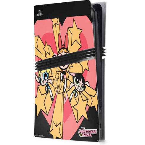Cartoon Network Powerpuff Girls Gold Stars PS5 Pro Console Skin