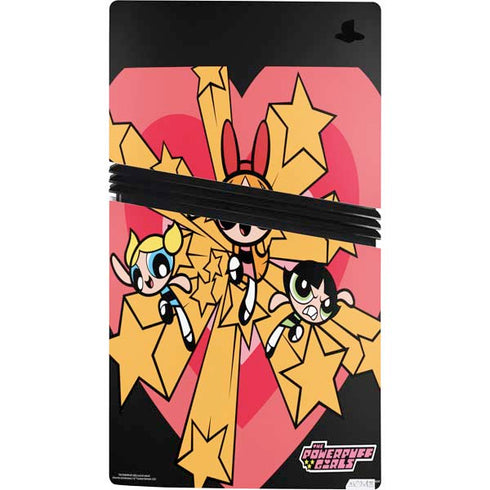 Cartoon Network Powerpuff Girls Gold Stars PS5 Pro Console Skin