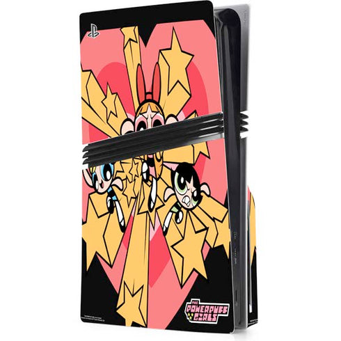 Cartoon Network Powerpuff Girls Gold Stars PS5 Pro Disk Console Skin