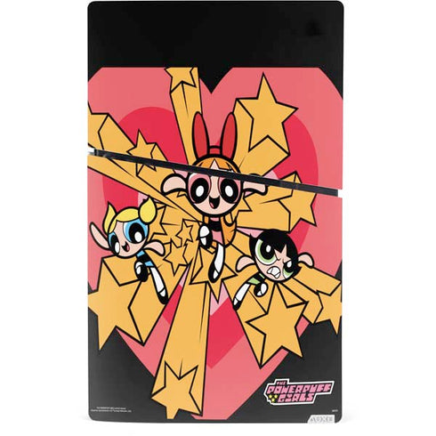 Cartoon Network Powerpuff Girls Gold Stars PS5 Slim Digital Edition Console Skin
