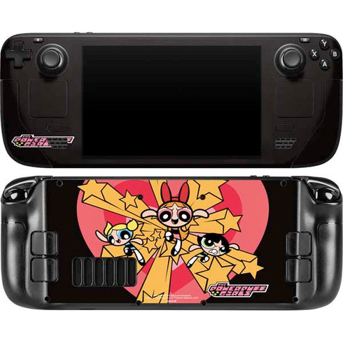 Cartoon Network Powerpuff Girls Gold Stars Steam Deck Handheld Gaming Computer OLED Skin