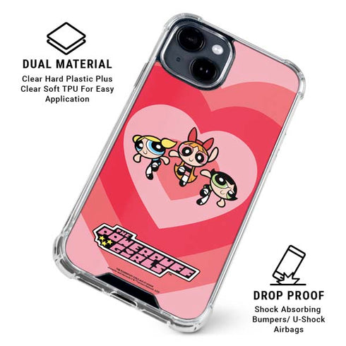 Cartoon Network Powerpuff Girls Hearts iPhone 15 Clear Case