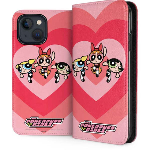 Cartoon Network Powerpuff Girls Hearts iPhone 15 Plus Folio Case