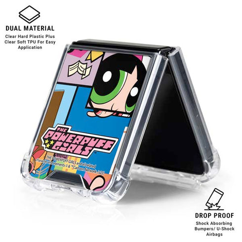 Cartoon Network Powerpuff Girls Patches Galaxy Z Flip7 Clear Case