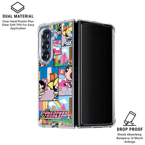 Cartoon Network Powerpuff Girls Patches Galaxy Z Fold7 Clear Case