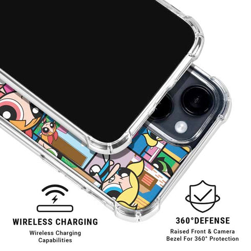 Cartoon Network Powerpuff Girls Patches iPhone 15 Clear Case