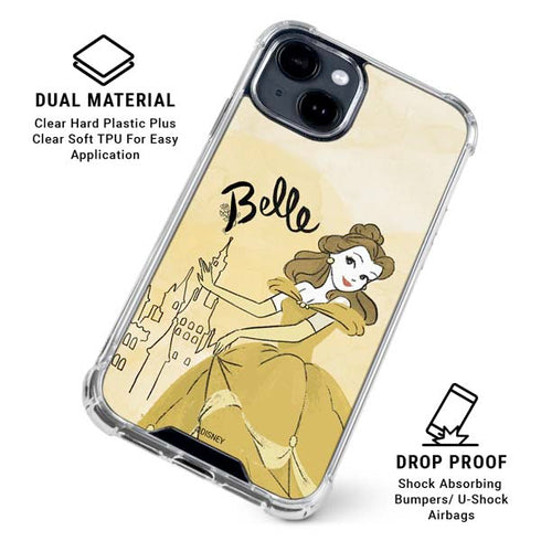 Disney Princess Belle Art iPhone 15 Clear Case