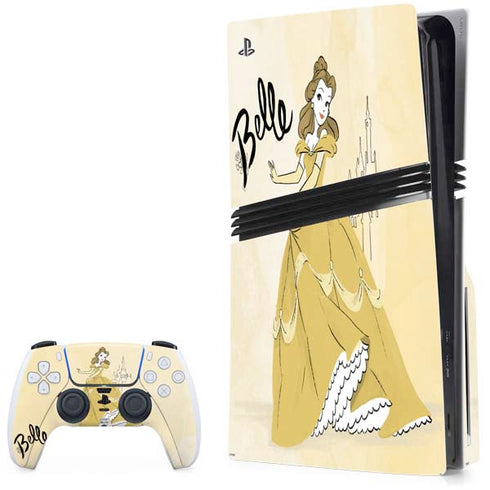 Disney Princess Belle Art PS5 Pro Disk Bundle Skin