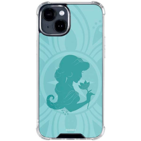 Disney Aladdin Princess Jasmine Silhouette Flower iPhone 15 Clear Case
