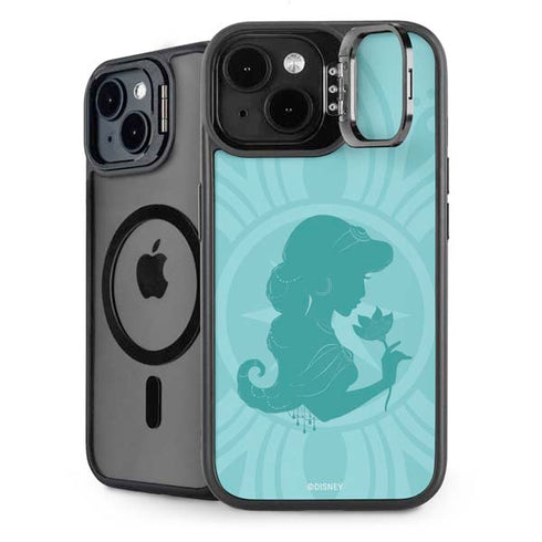 Disney Aladdin Princess Jasmine Silhouette Flower iPhone 15 Kickstand Case