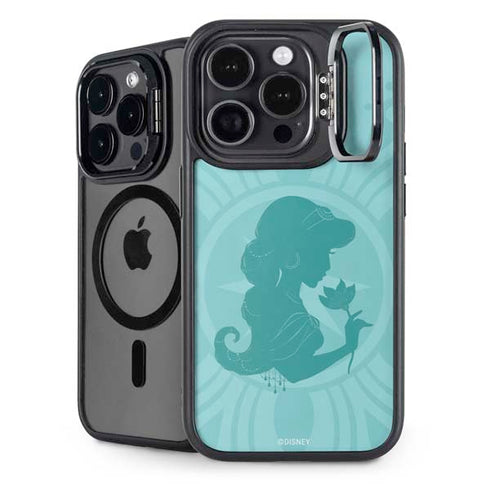 Disney Aladdin Princess Jasmine Silhouette Flower iPhone 15 Pro Kickstand Case