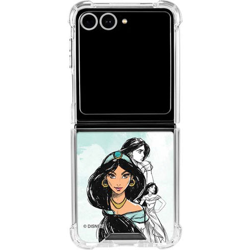 Disney Princess Jasmine Sketch Galaxy Z Flip7 Clear Case